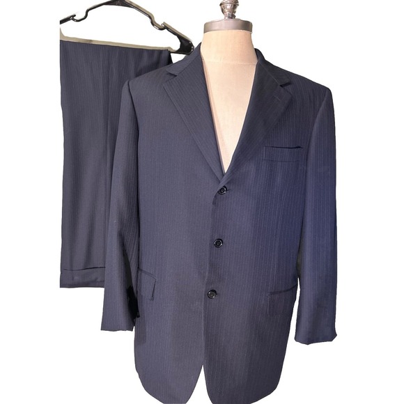 Brioni Nomentano Blue Escorial Wool 2 Pc Suit 44R Luxury Pleated Cuffed 38x29 - Picture 1 of 16